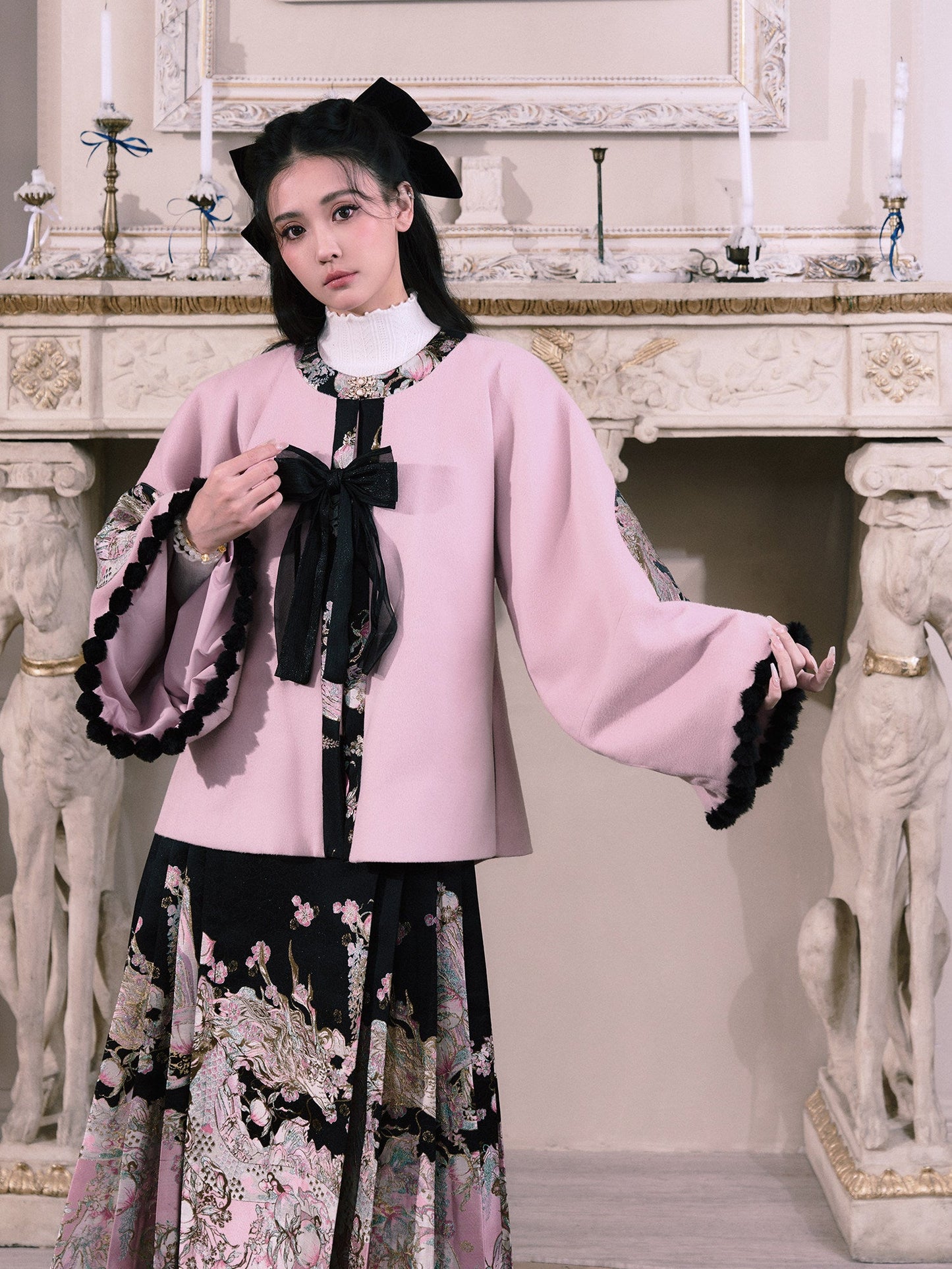 Ming Dynasty Modern Hanfu Jacket and Mamianqun - Spring Peach Mountain 春山桃龙