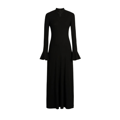 New Chinese Style Women A-Line Dress with Flared Sleeves - Moss Stone 苔石 (Preorder)