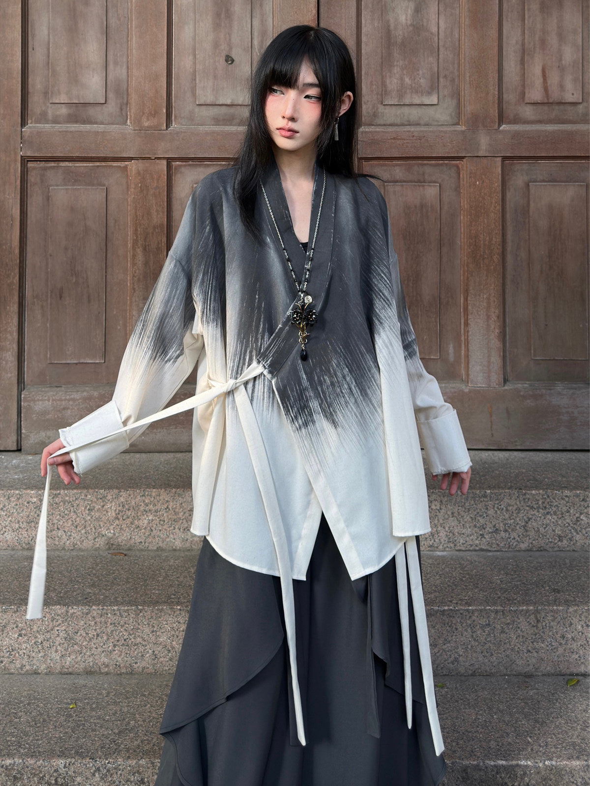 New Chinese Style Tie Dye Long Sleeve Cardigan