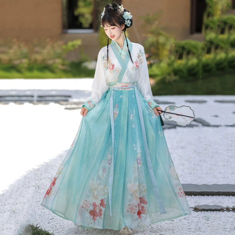 Wei Jin Dynasty Qiyao Ruqun Hanfu | Spring Flowers