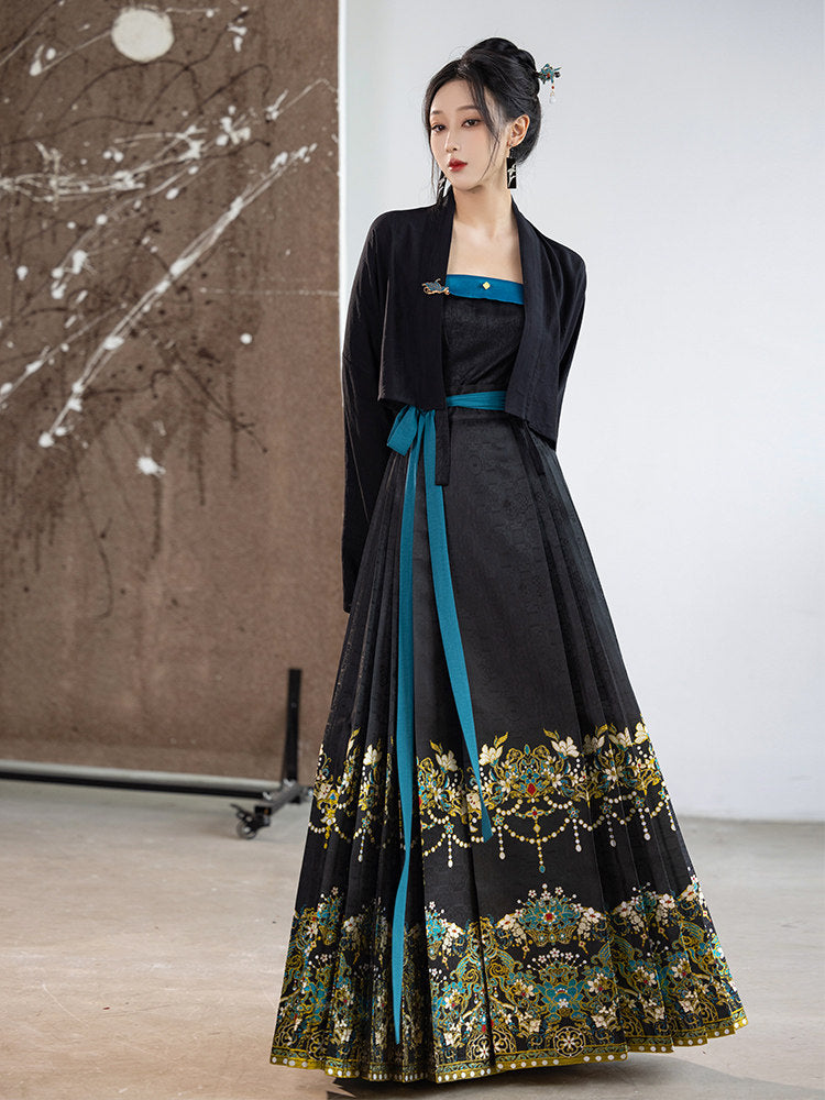 Ming Dynasty Modern Hanfu Bustier and Mamianqun - Phoenix Feather 凤翎羽