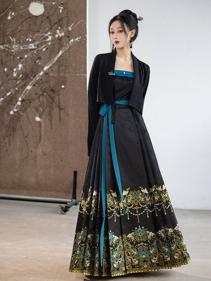 Ming Dynasty Modern Hanfu Bustier and Mamianqun - Phoenix Feather 凤翎羽