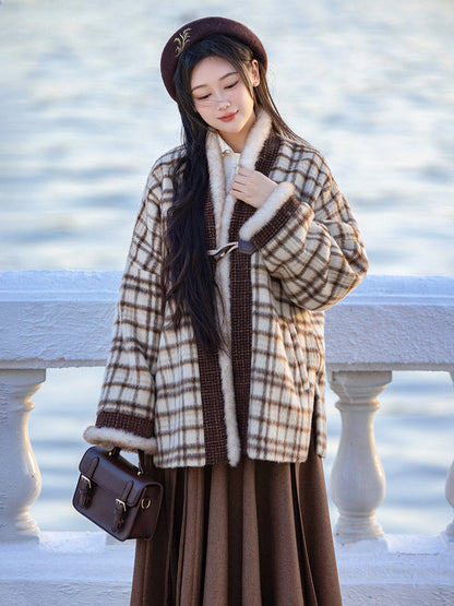 Song Dynasty Modern Hanfu Long Sleeve Top and Wrap Skirt for Autumn and Winter - Puppet Princess 布偶格格 (Preorder)