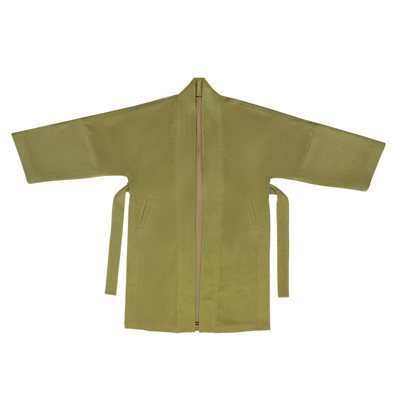 Song Dynasty Modern Hanfu Jacket and Wide Leg Pants for Autumn and Winter - Moss Green 苔藓绿 (Preorder)