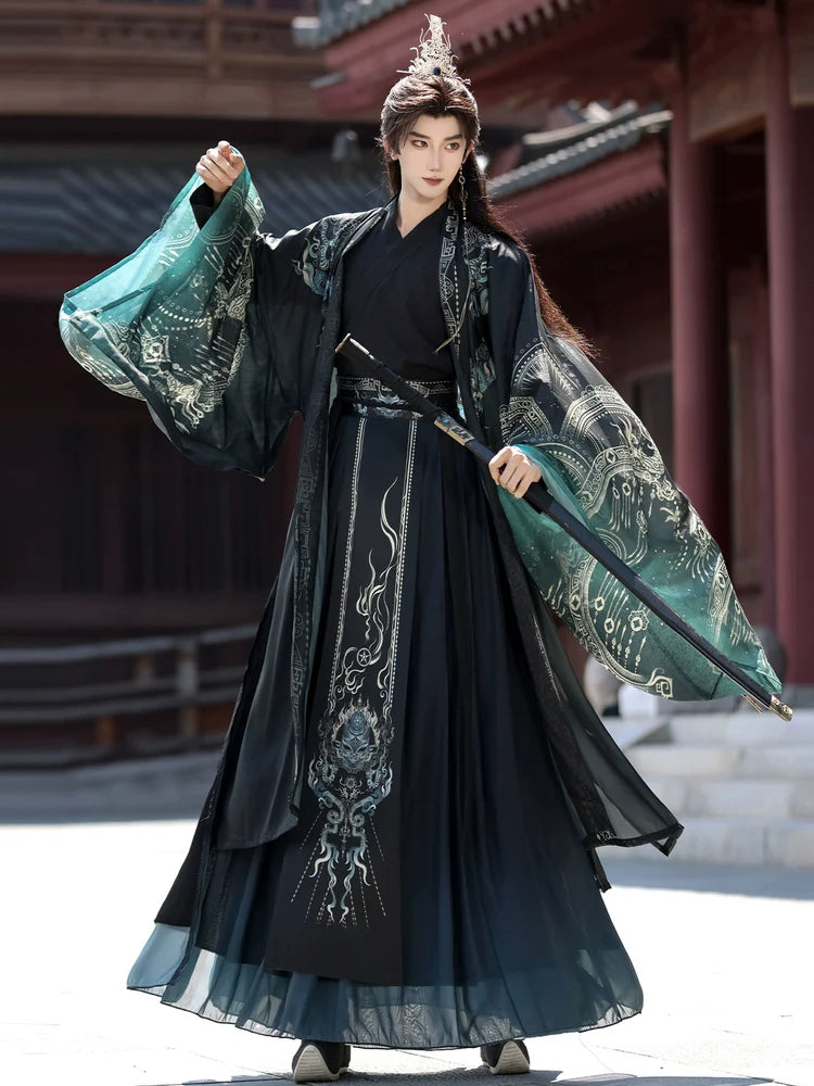 Mist Beyond Waters | Wei Jin Unisex Hanfu with Immortal Flowing Sleeves