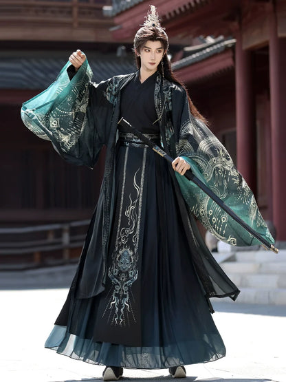 Mist Beyond Waters | Wei Jin Unisex Hanfu with Immortal Flowing Sleeves