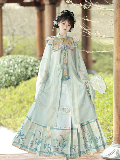 Ming Dynasty Summer Hanfu Set with Robe & Mamian Skirt | Huayao 兰花瑶
