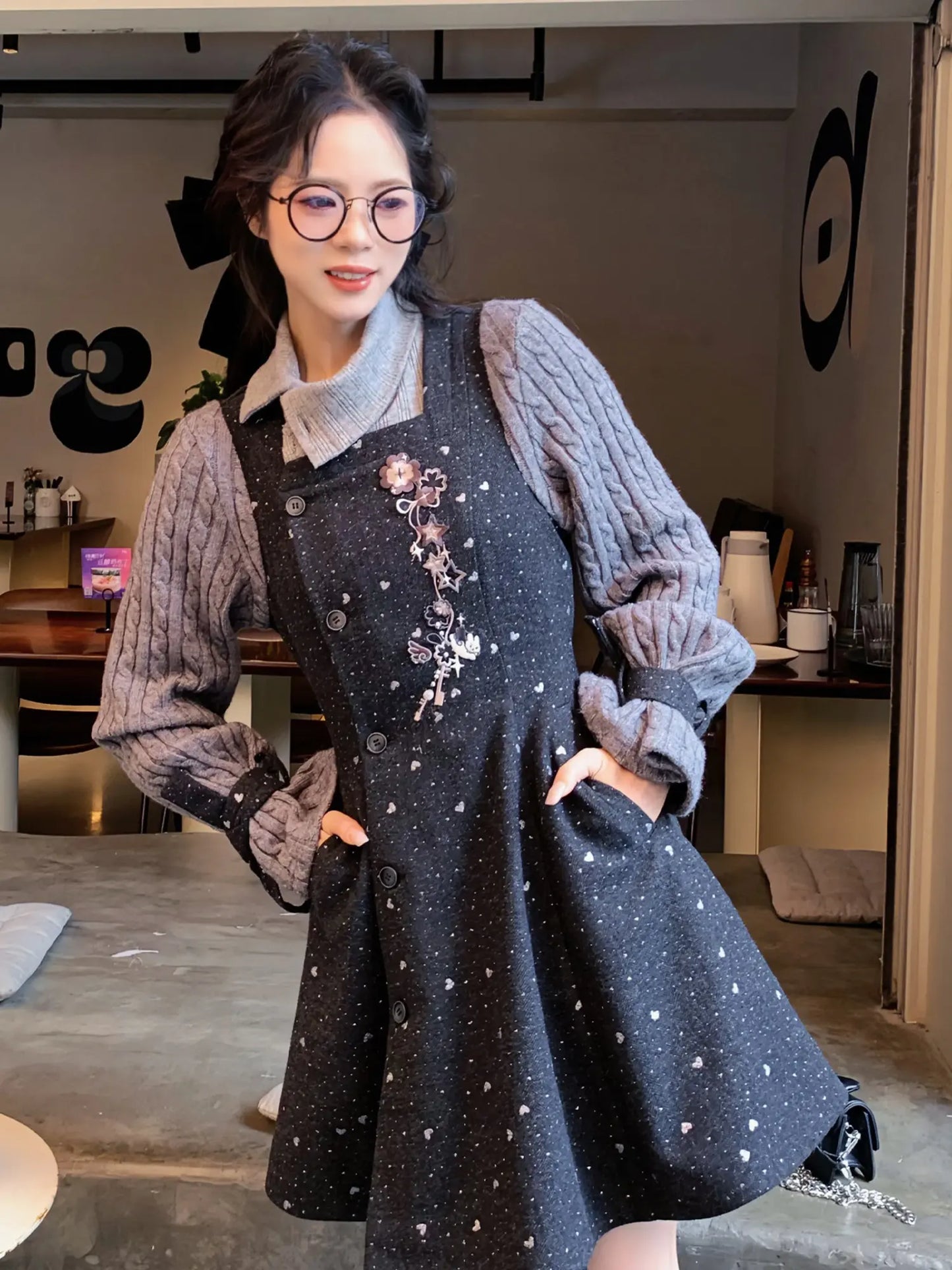 New Chinese Style Fitted Midi Dress - Little Luck 小幸运