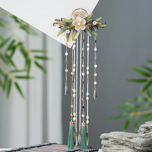 Back Hair Pin: Zhuqin - bamboo motif hanfu hair accessory, detail view