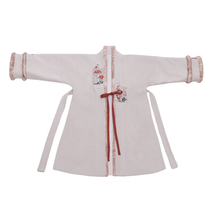 Song Dynasty Modern Hanfu Velvet Robe and Wrap Skirt - Guest Amidst the Snow 雪中客 (Preorder)