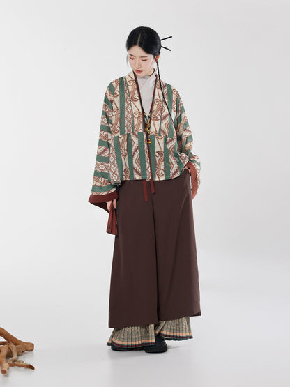 Wang Yun Shan | Modern Chinese Pleated Jacket and Wide Leg Pants Set