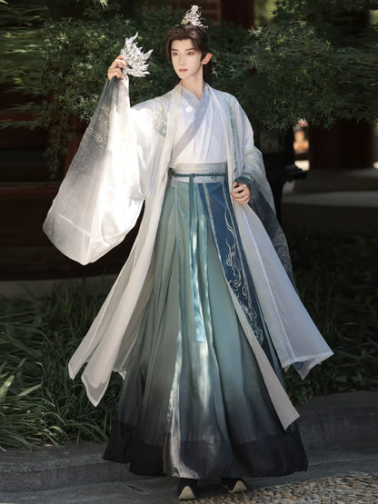 Mist Beyond Waters | Wei Jin Unisex Hanfu with Immortal Flowing Sleeves