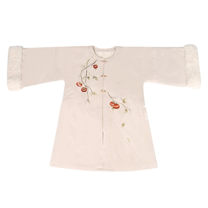 Ming Dynasty Modern Hanfu Coat and Mamianqun for Autumn and Winter - Persimmon 柿柿如意