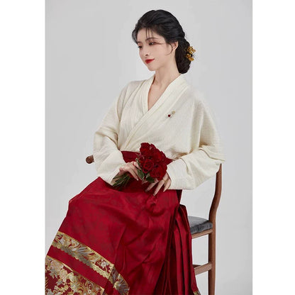 Ming Dynasty New Chinese Wedding Hanfu Bridal Tea Ceremony Outfit - Bliss 缔结 (Preorder)