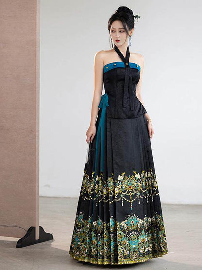 Ming Dynasty Modern Hanfu Bustier and Mamianqun - Phoenix Feather 凤翎羽