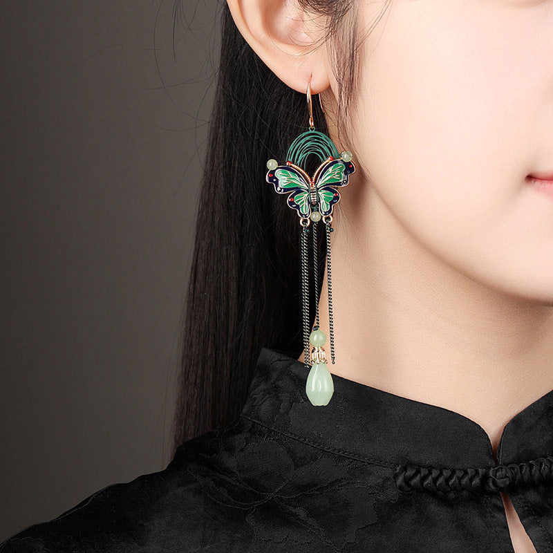 Moonlit Butterfly Teardrop Earrings | Cheongsam Jewelry