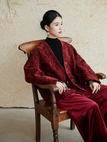 Festive Hanfu Coat for Engagement, Tea Ceremony or Chinese New Year - Winter Secrets 冬藏