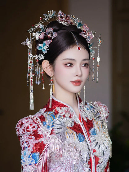 Winter Silver Butterfly - Tassel Bridal Hair Accessories Vintage Chinese Wedding Headpiece for Hanfu