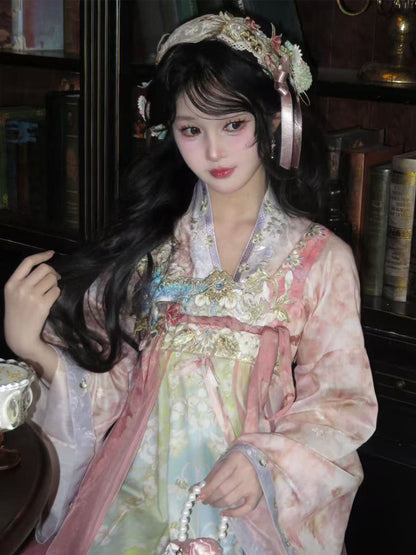 Ying Hua Li | Tang Dynasty Qixiong Ruqun Hanfu Dress with Gradient Embroidery