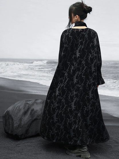 New Chinese Style Black Chenille Loose Long Dress