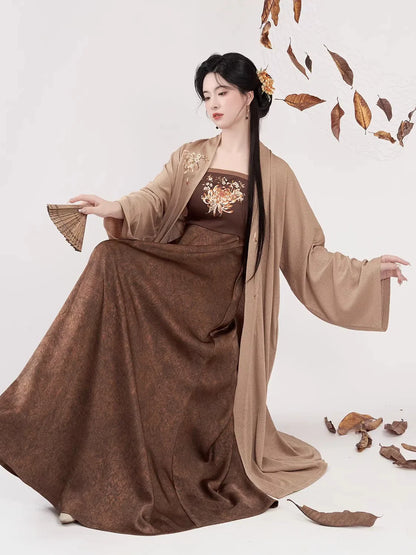 Modern Tang Dynasty Hanfu Slip Dress Set - Qiuju 秋菊 (Preorder)