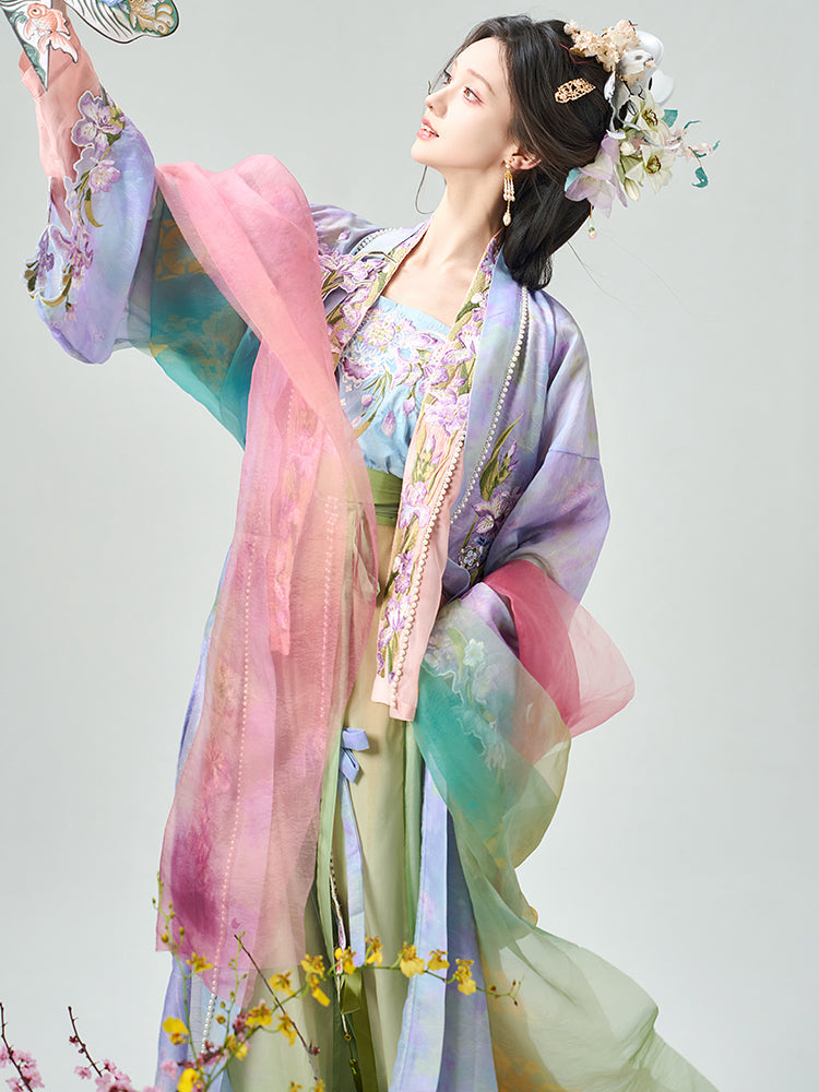 Rainbow Iris 鸢尾 - Fairy Spring and Summer Daily Song Dynasty Style Qiyao Ruqun Hanfu (Preorder)