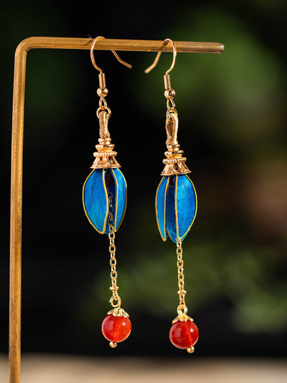 Twilight Clouds Velvet Flower Earrings | Hanfu Jewelry