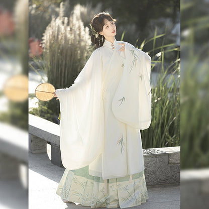 Ming Dynasty Bamboo Leaves Motif Cloud Collar & Mamian Skirt | Yujun 玉君