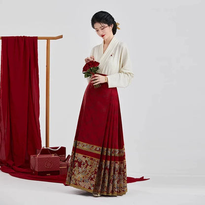 Ming Dynasty New Chinese Wedding Hanfu Bridal Tea Ceremony Outfit - Bliss 缔结 (Preorder)