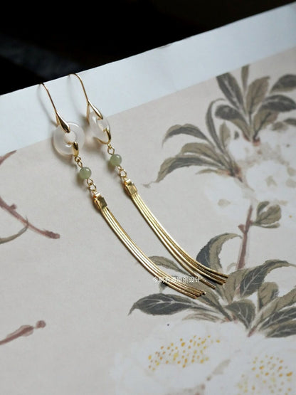 Golden Jade Branches Earrings | Hanfu Jewelry