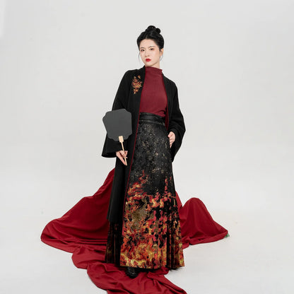 Chinese Long Sleeve Shirt & Mamian Skirt Outfit | Chiyan 赤炎