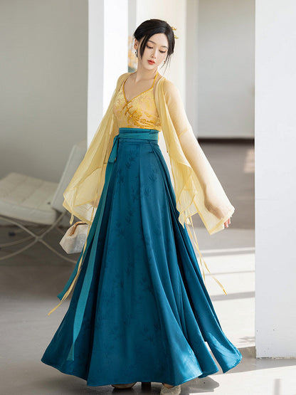 Song Dynasty Modern Hanfu Fairy Cardigan and Ten Panel Skirt - Night Banquet 夜宴 (Preorder)
