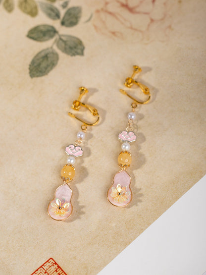 Pink Ancient Gourd Earrings | Hanfu Jewelry