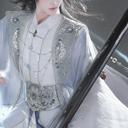 Wanderers Youth 少年游 - Blue and White Unisex Hanfu Set, Ethereal Hanfu Festival (Preorder)