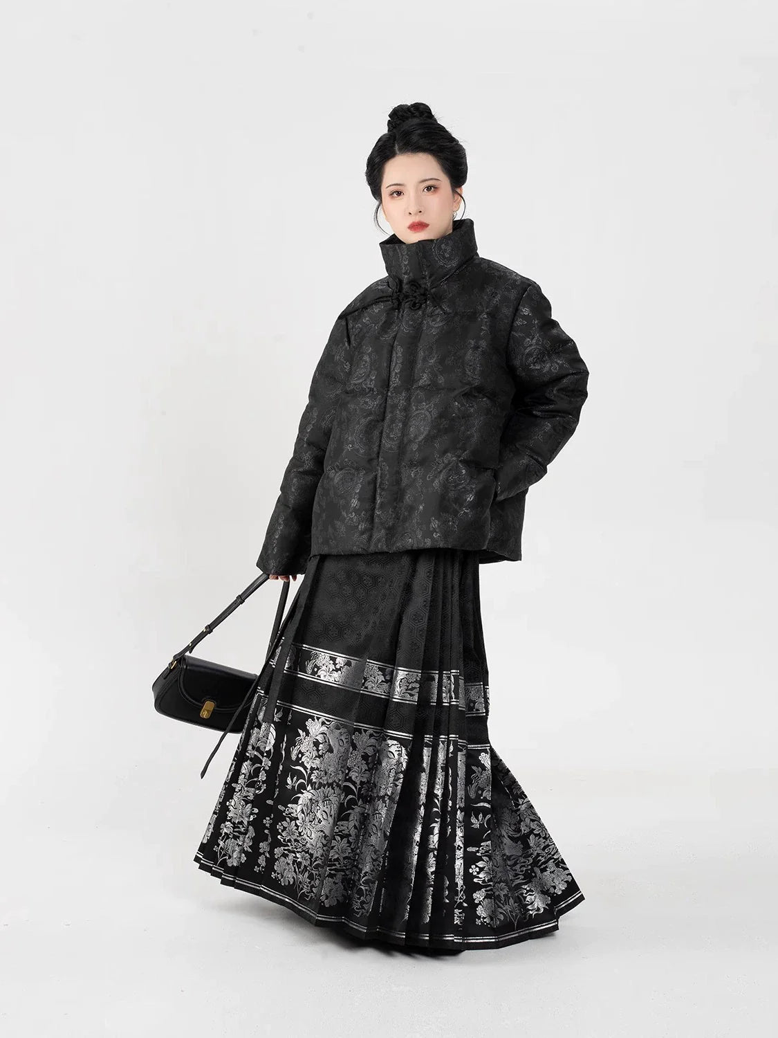 New Chinese Style Women Down Jacket Puffer Coat - Clear Mirror 镜花明 (Preorder)