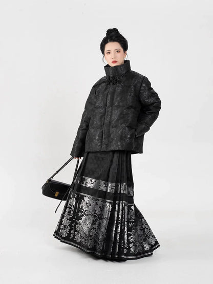 New Chinese Style Women Down Jacket Puffer Coat - Clear Mirror 镜花明 (Preorder)