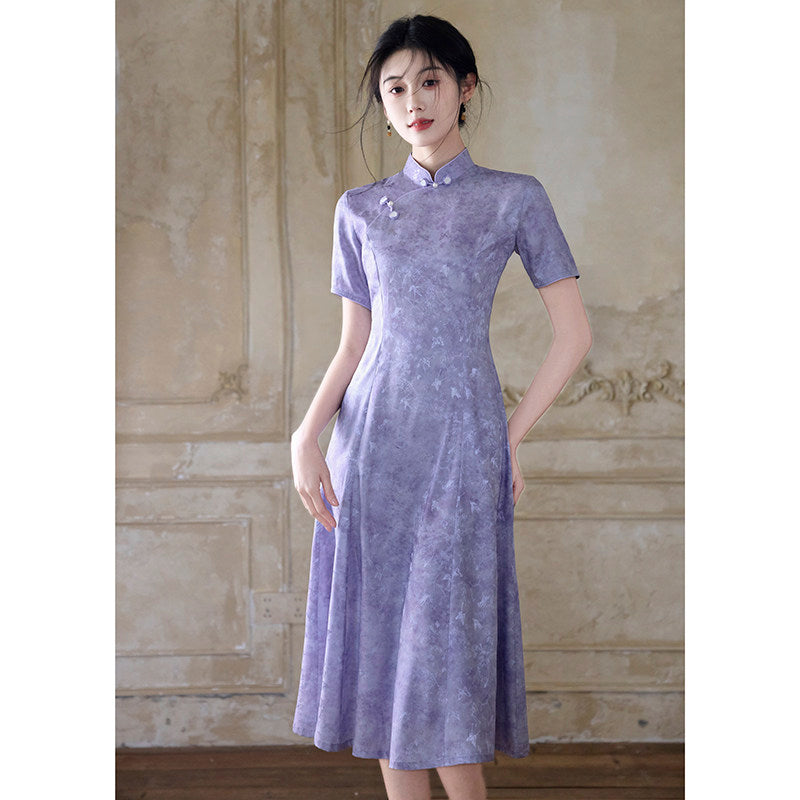 Short Sleeve A Line Modern Cheongsam | Ziye
