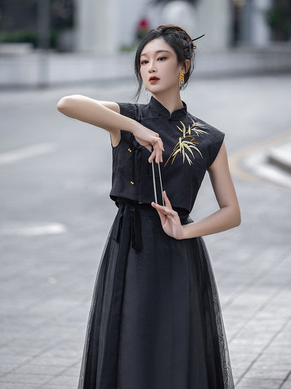 Chinese Sleeveless Crop Top | Oriental Bone 东方骨
