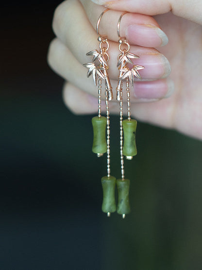 Golden Bamboo Leaves Earrings | Hanfu Jewelry