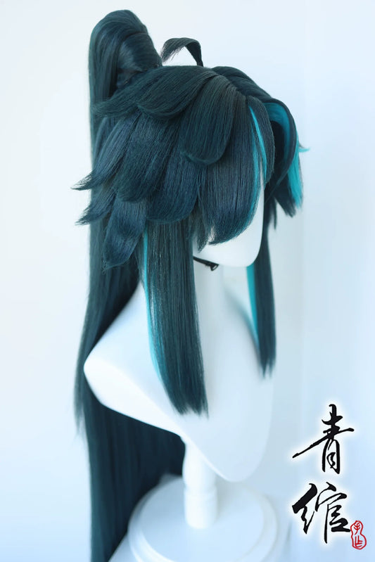 Immortal Protector hanfu costume hair wig — detail view