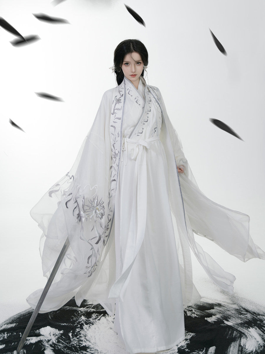 Wei Jin Dynasty Embroidered Qiyao Ruqun Hanfu | Moon Fox 昙花月狐