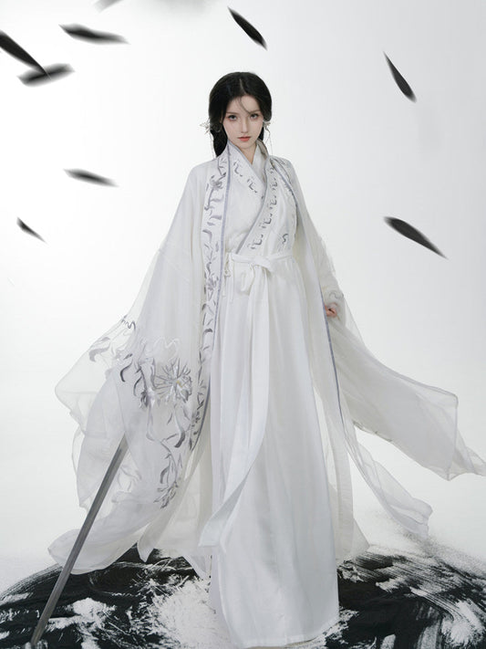 Wei Jin Dynasty Embroidered Qiyao Ruqun Hanfu | Moon Fox 昙花月狐