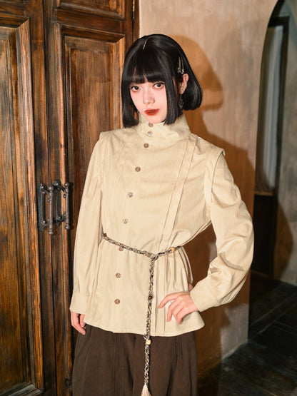 New Chinese Style Retro Long Sleeve Top with Detachable Cape - Reincarnation 轮回