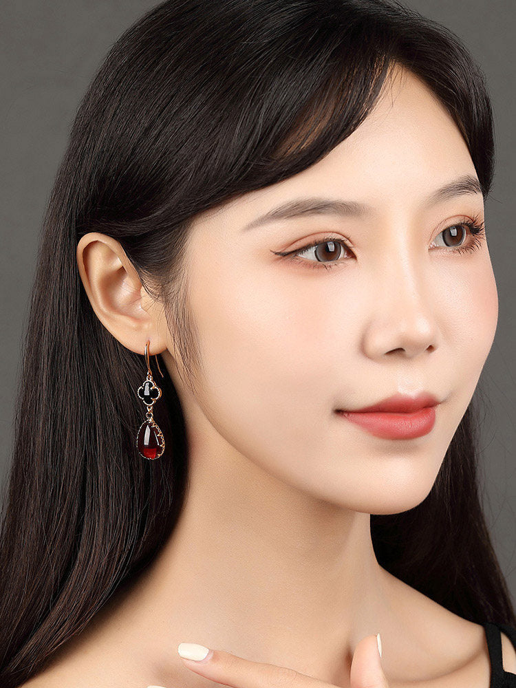 Four Leaf Clover Drop Earrings | Cheongsam Jewelry