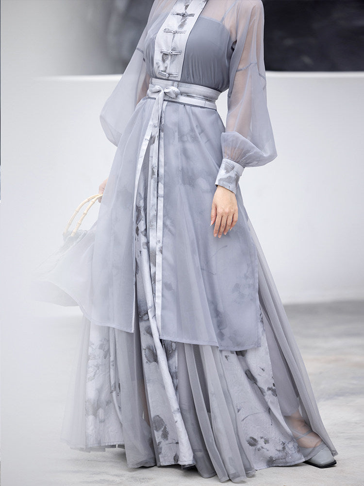 New Chinese Style Sheer Robe and Slip Dress - Wuji 无极 (Preorder)