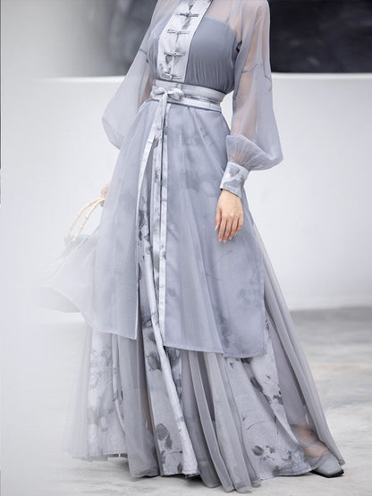 New Chinese Style Sheer Robe and Slip Dress - Wuji 无极 (Preorder)