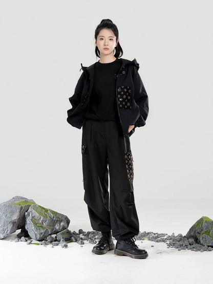 New Chinese Style Women Outdoor Hooded Jacket & Relaxed Straight-Leg Utility Pants - Guanchuanhai 观川海 (Preorder)