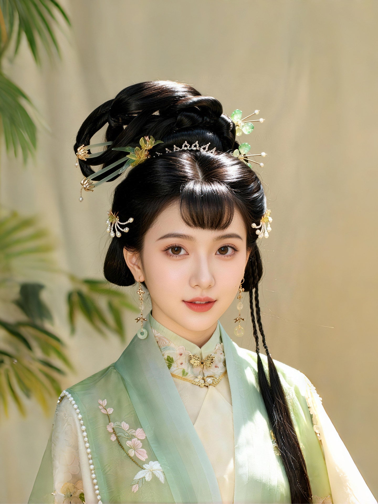 Aventurine Jade Ring Earrings | Hanfu Jewelry