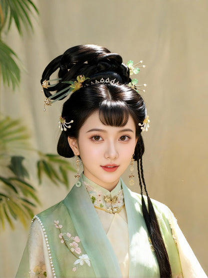 Aventurine Jade Ring Earrings | Hanfu Jewelry