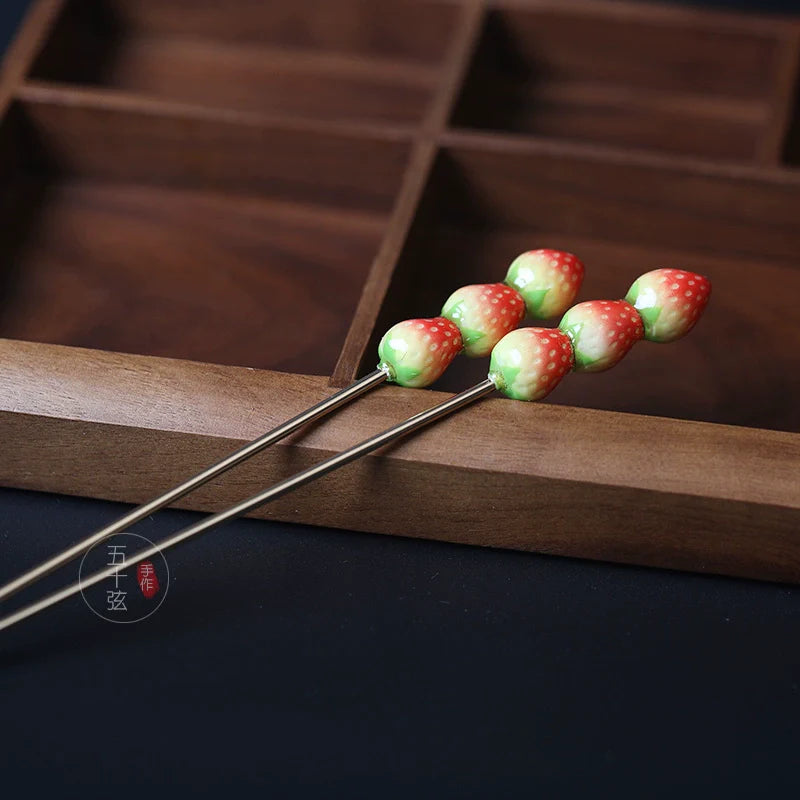 Strawberry Sugar Candy Hair Stick | Hanfu Hair Accessory